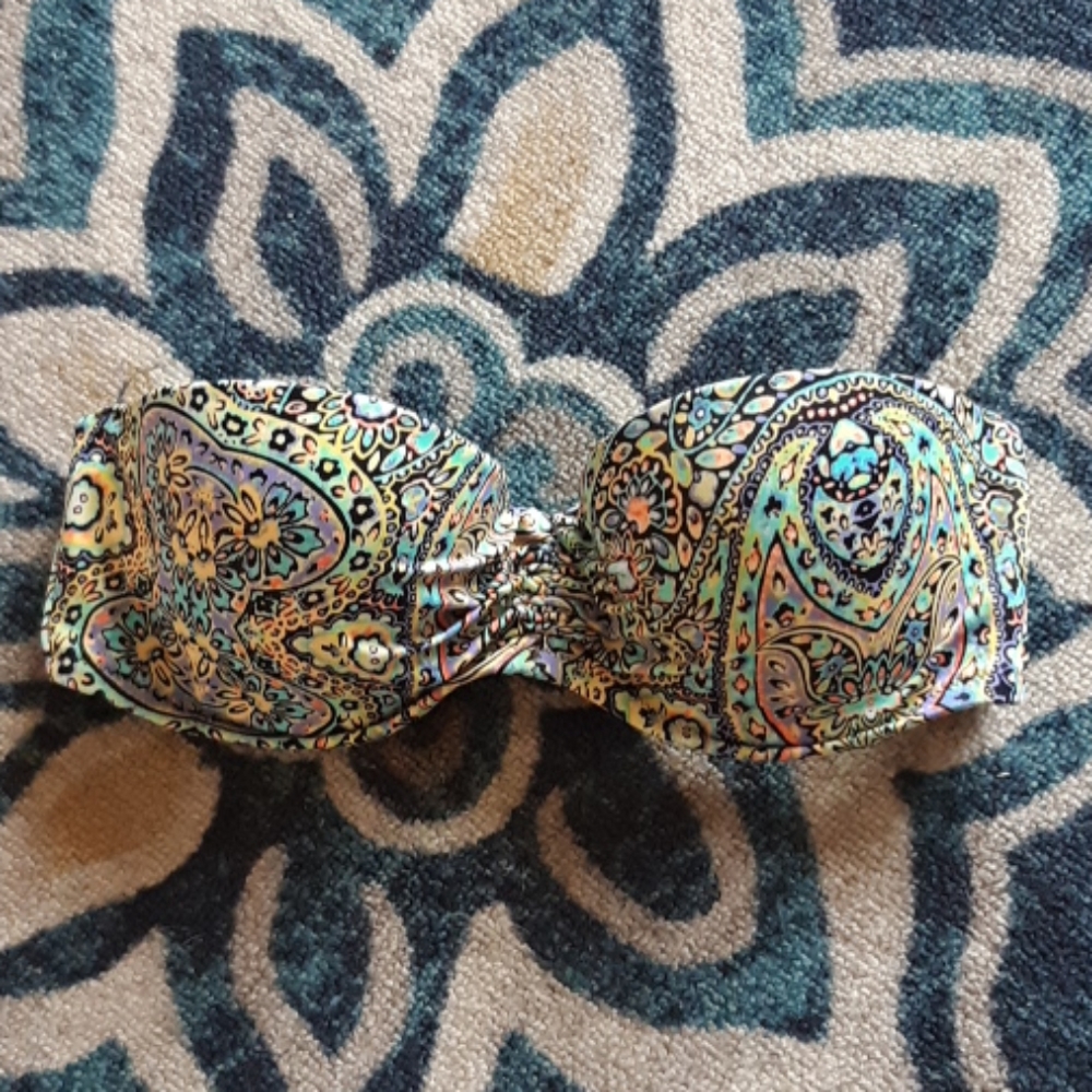 VS strapless paisley print bikini top sz 32C small